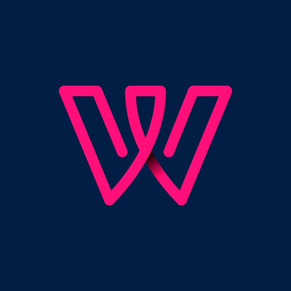 Retro pink letter W vector