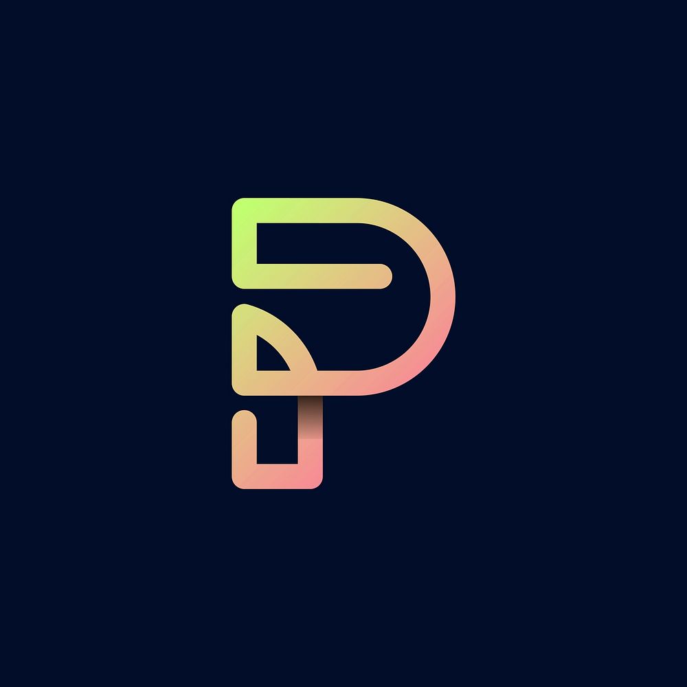 Retro colorful letter P vector