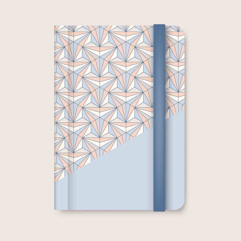 Pastel geometric pattern cover of a blue diary vector