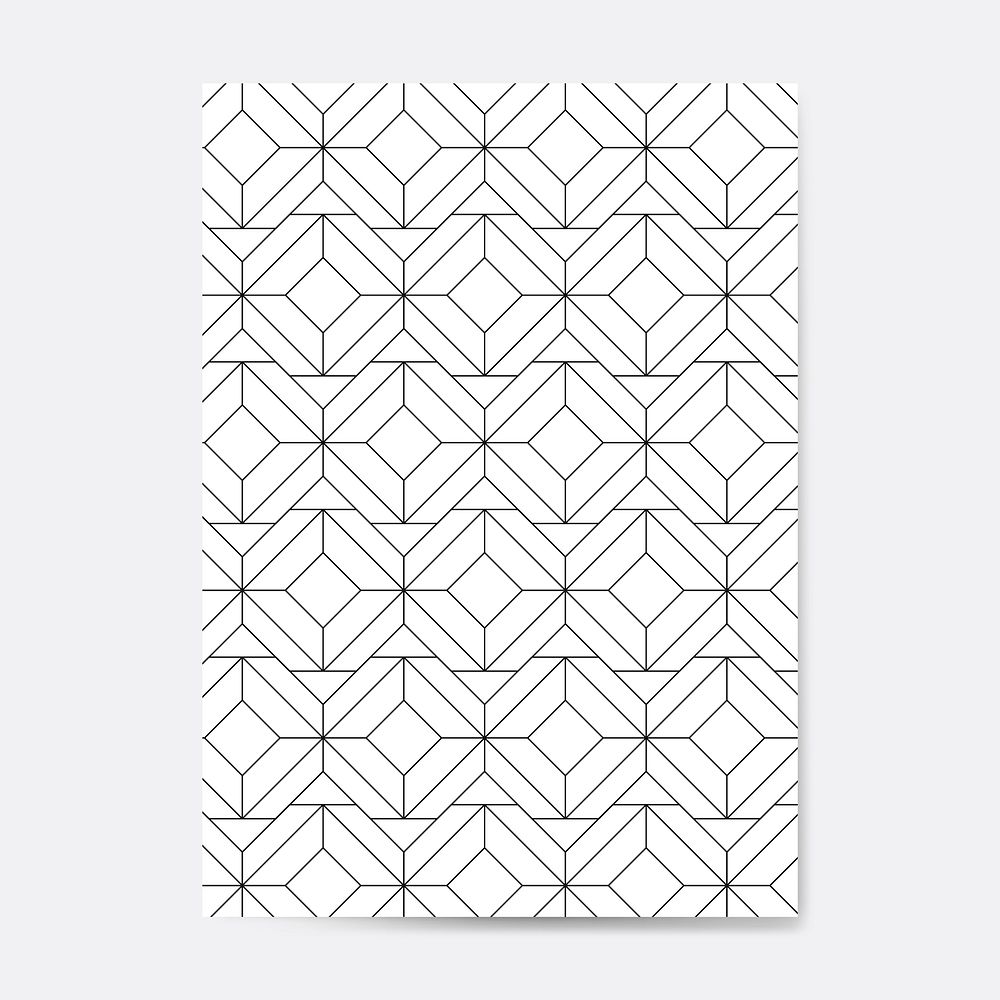 Black geometric seamless pattern on a white card