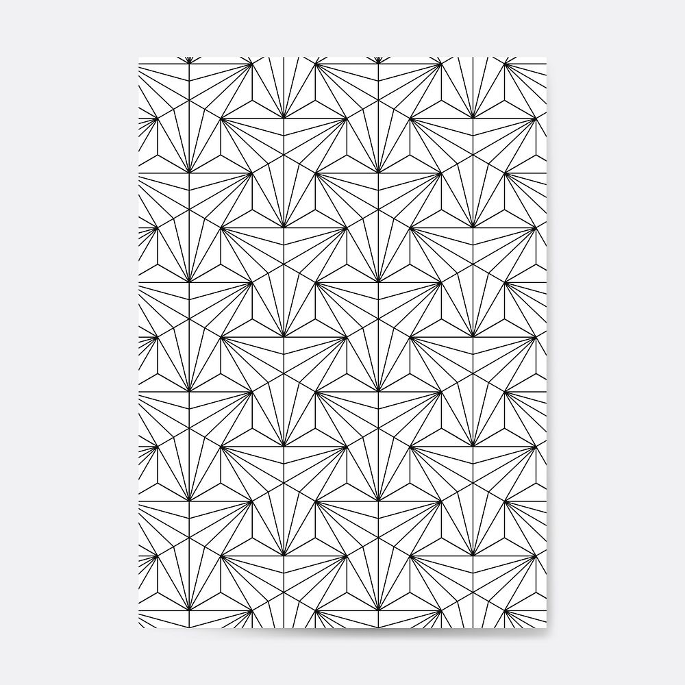 Black geometric seamless pattern on a white card