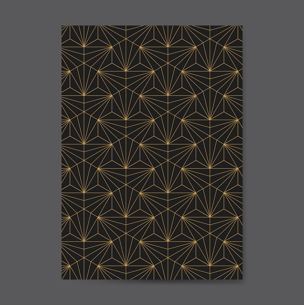 Golden geometric seamless pattern on a black card
