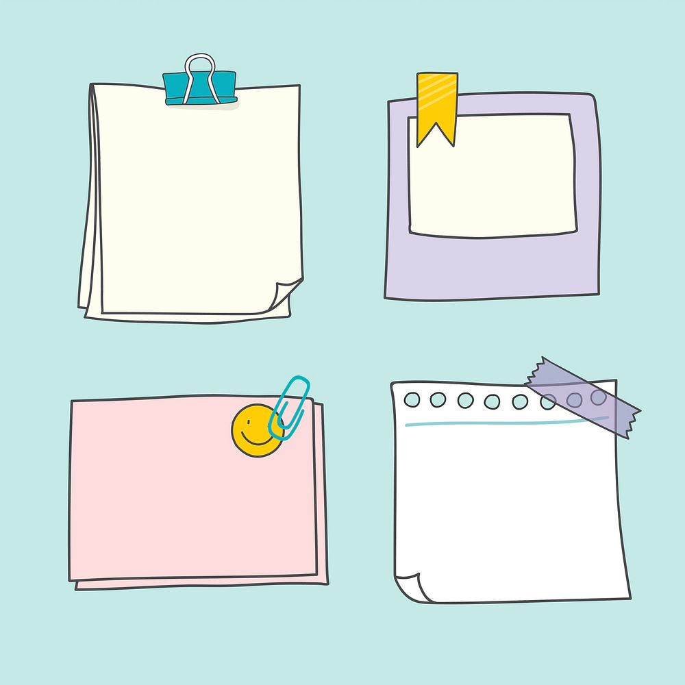 Note papers doodle style vector | Premium Vector - rawpixel