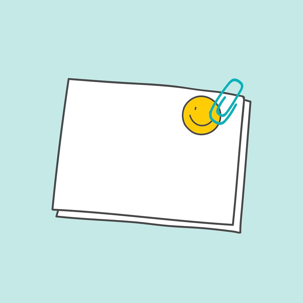 Blank note paper clipped with smiling sticker vector