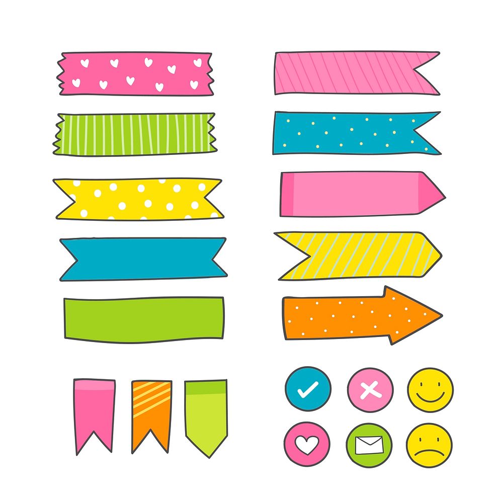 Cute colorful sticky reminder note papers set