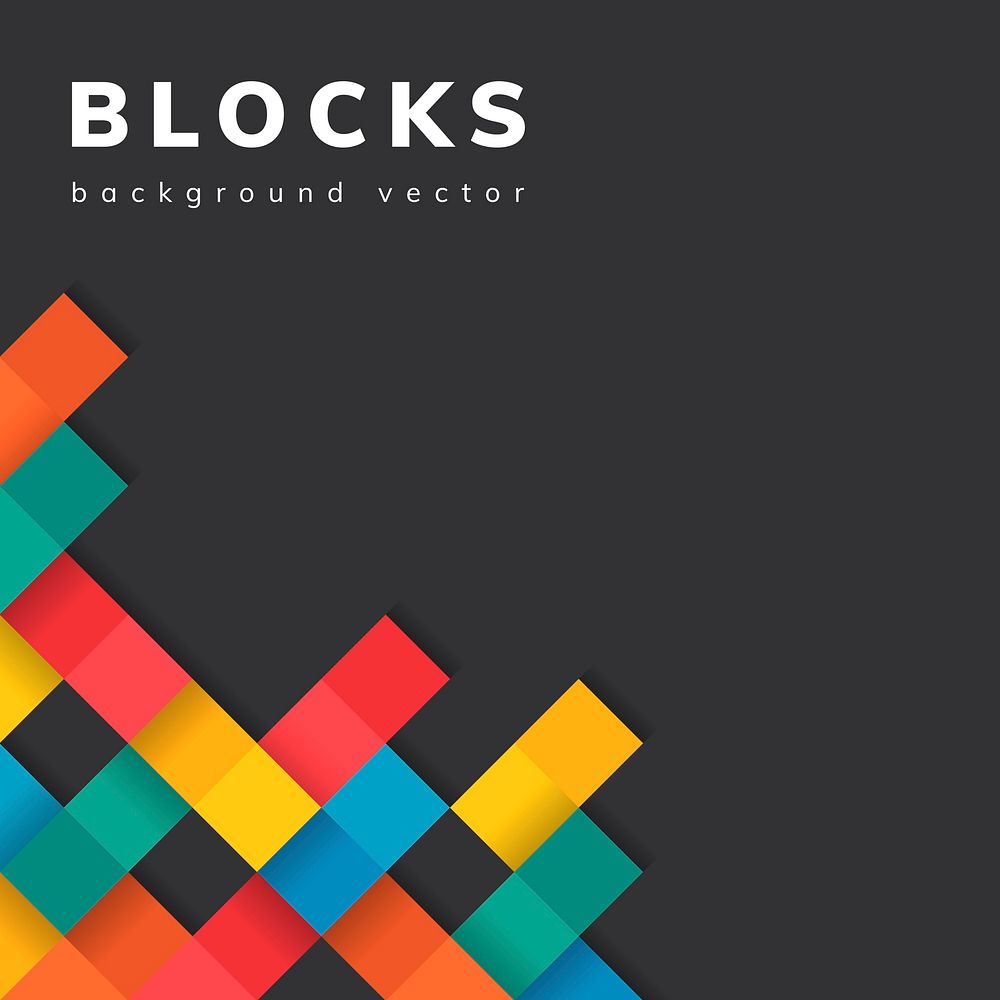 Colorful blocks on blank black background vector