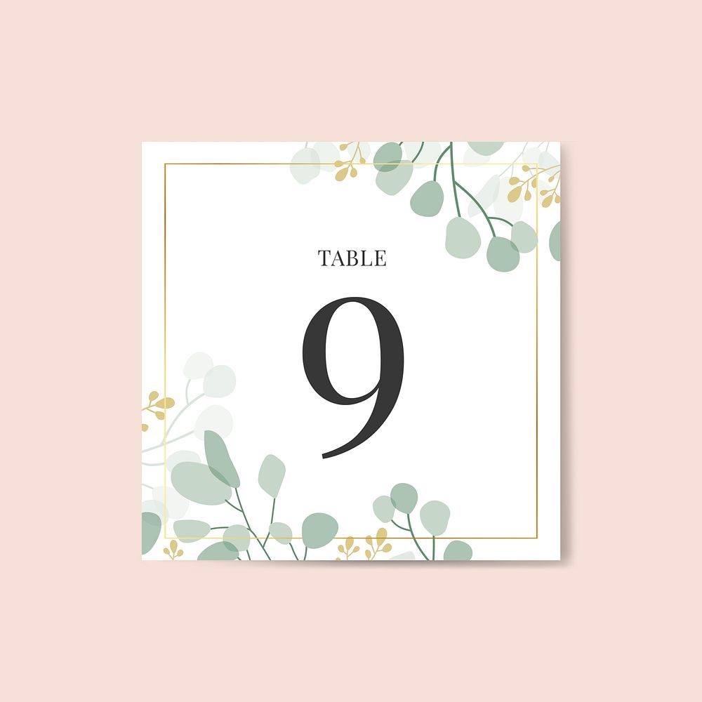 Table number 9 card vector
