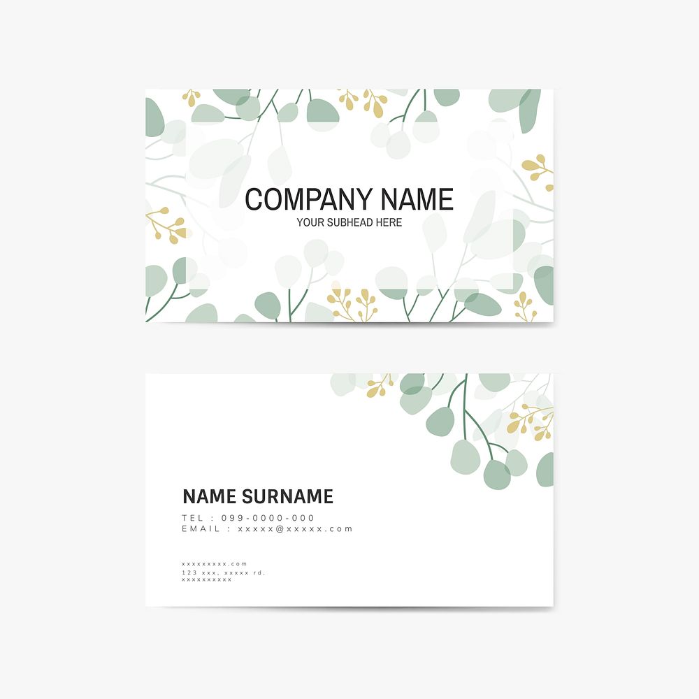 Foliage white business card template vector