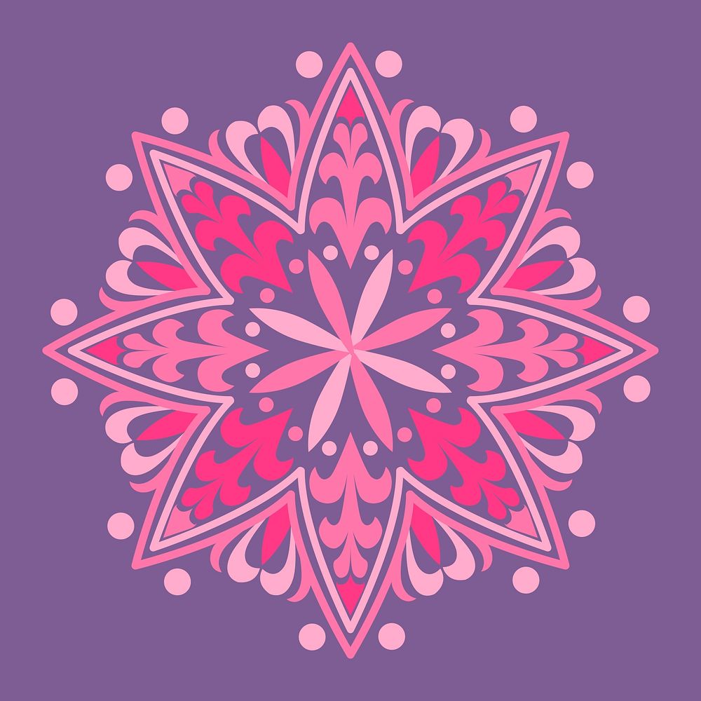 Pink mandala pattern on purple background