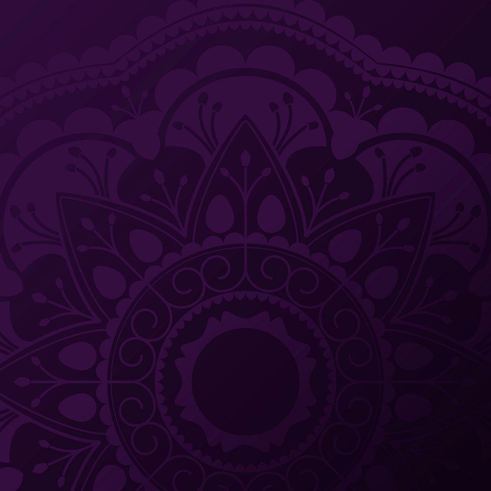 Purple mandala pattern on black background