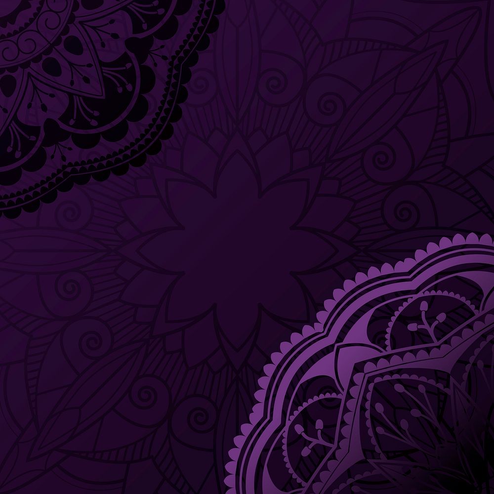 Purple mandala pattern on black background