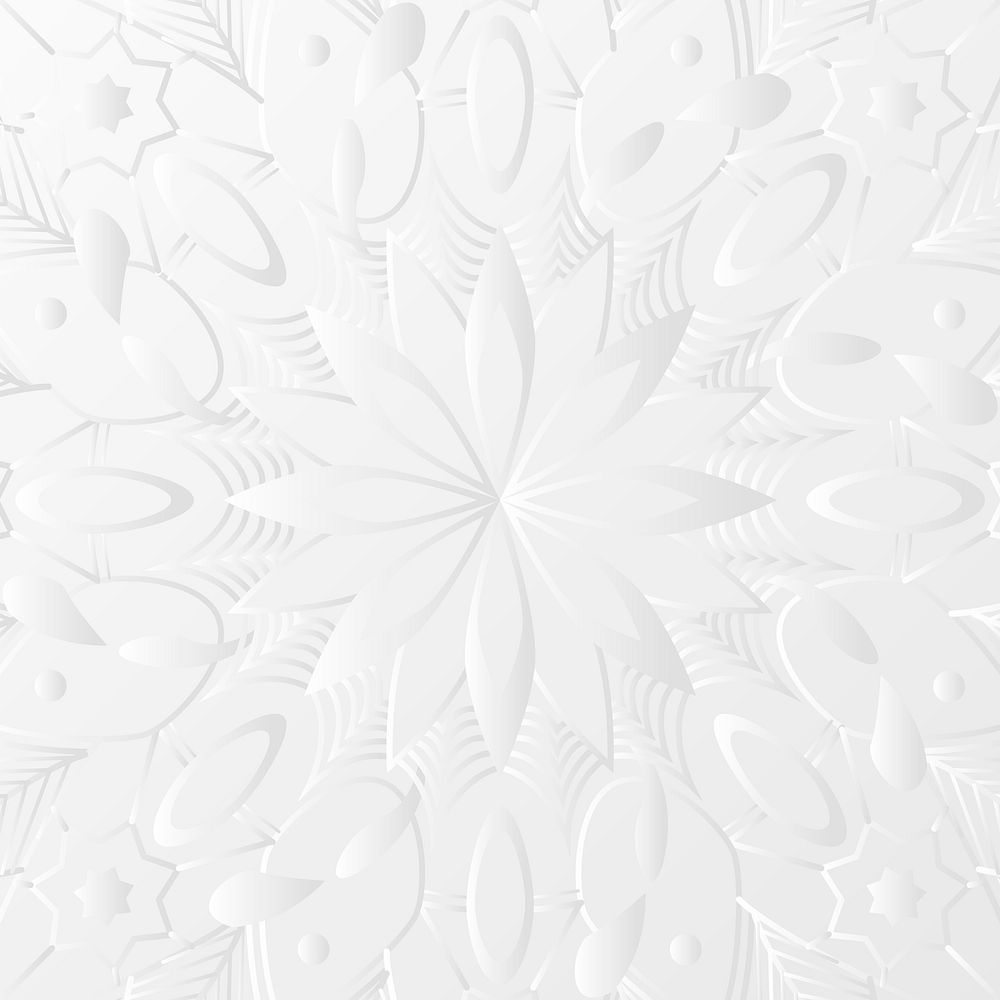 White mandala pattern on white background