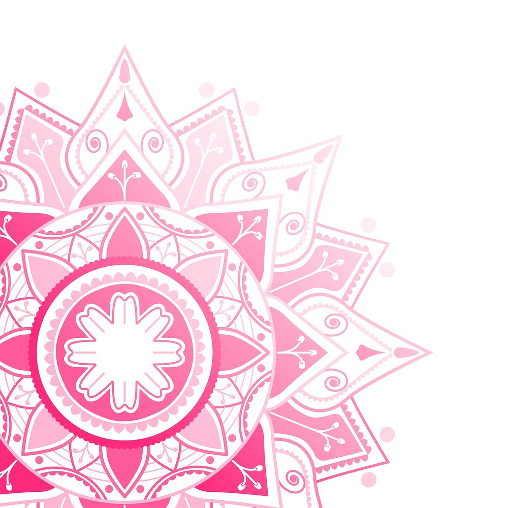 Pink mandala pattern on white background