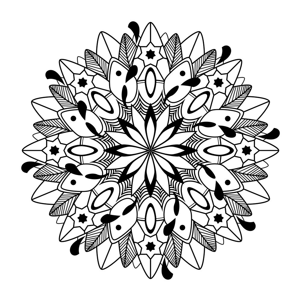 Black mandala pattern on white background