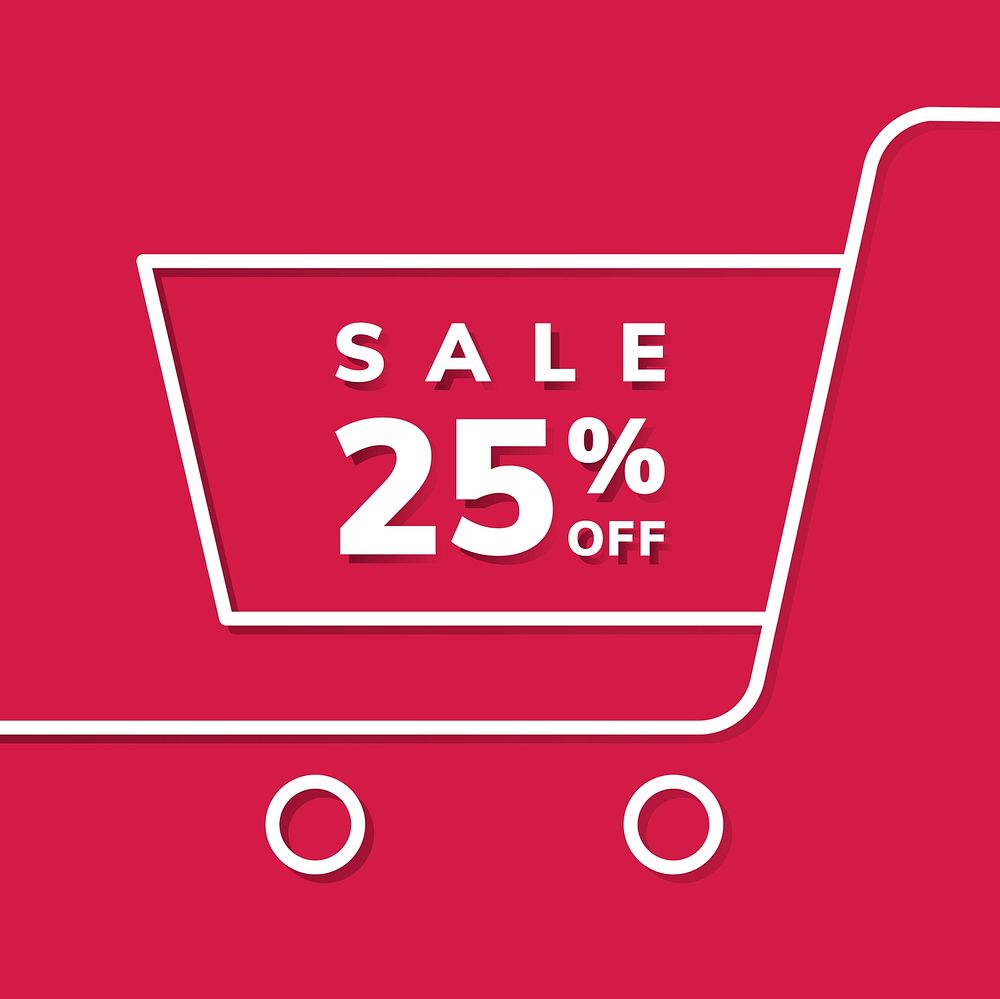 Sale 25% off shopping cart icon vector