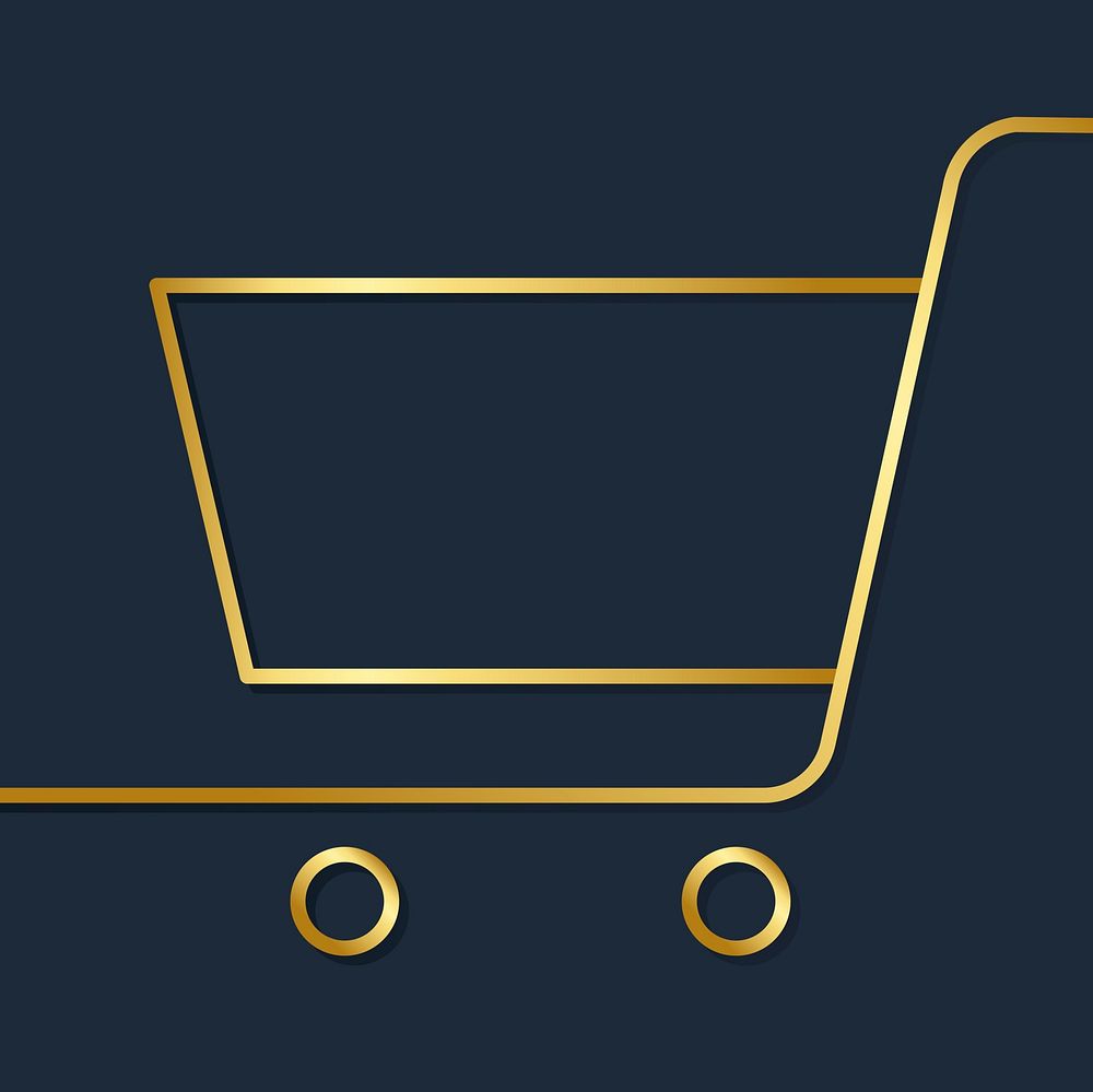 Golden shopping cart icon vector Free Vector rawpixel