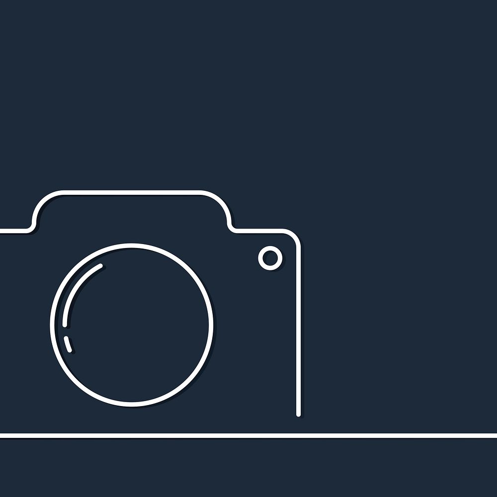 White camera icon on black background