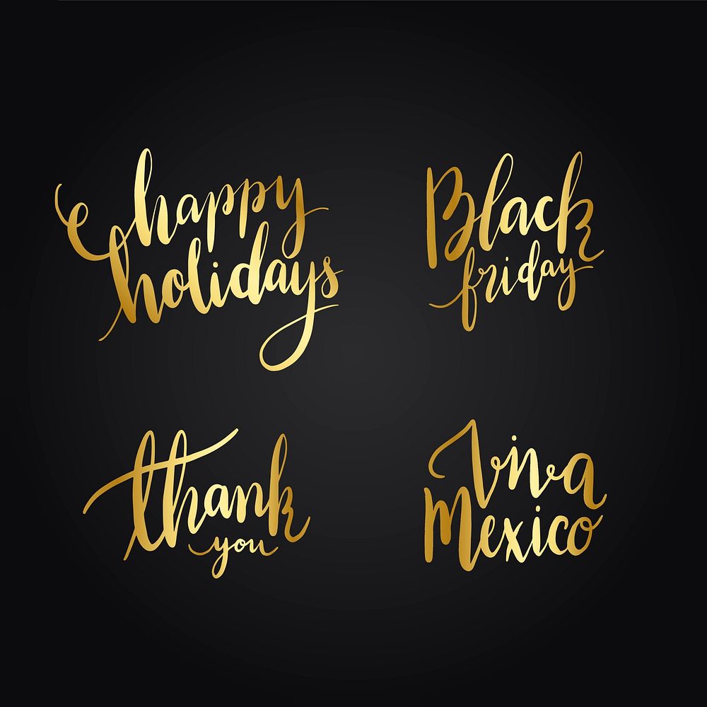 Greetings and wording typography vector set