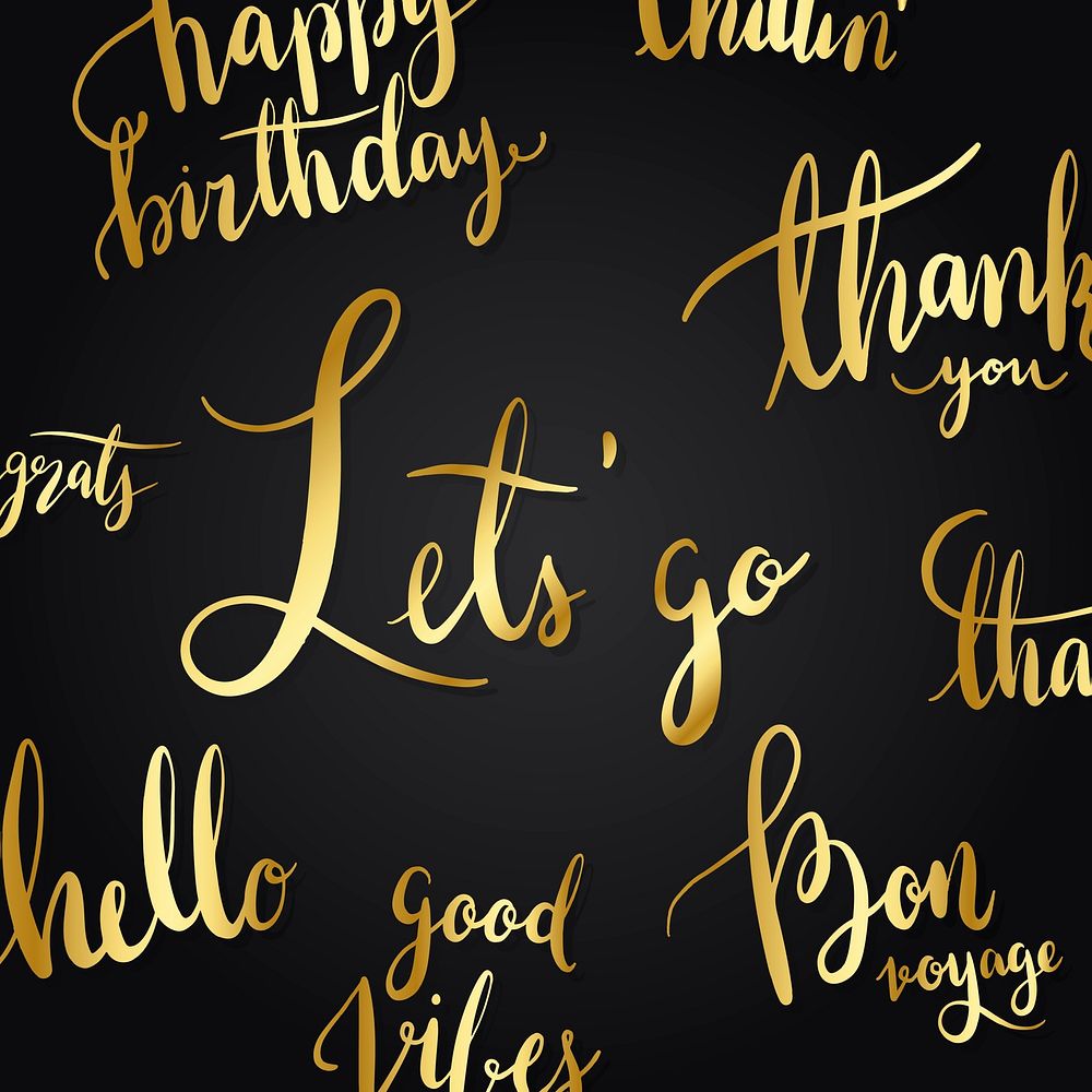 Let's go typography style vector set