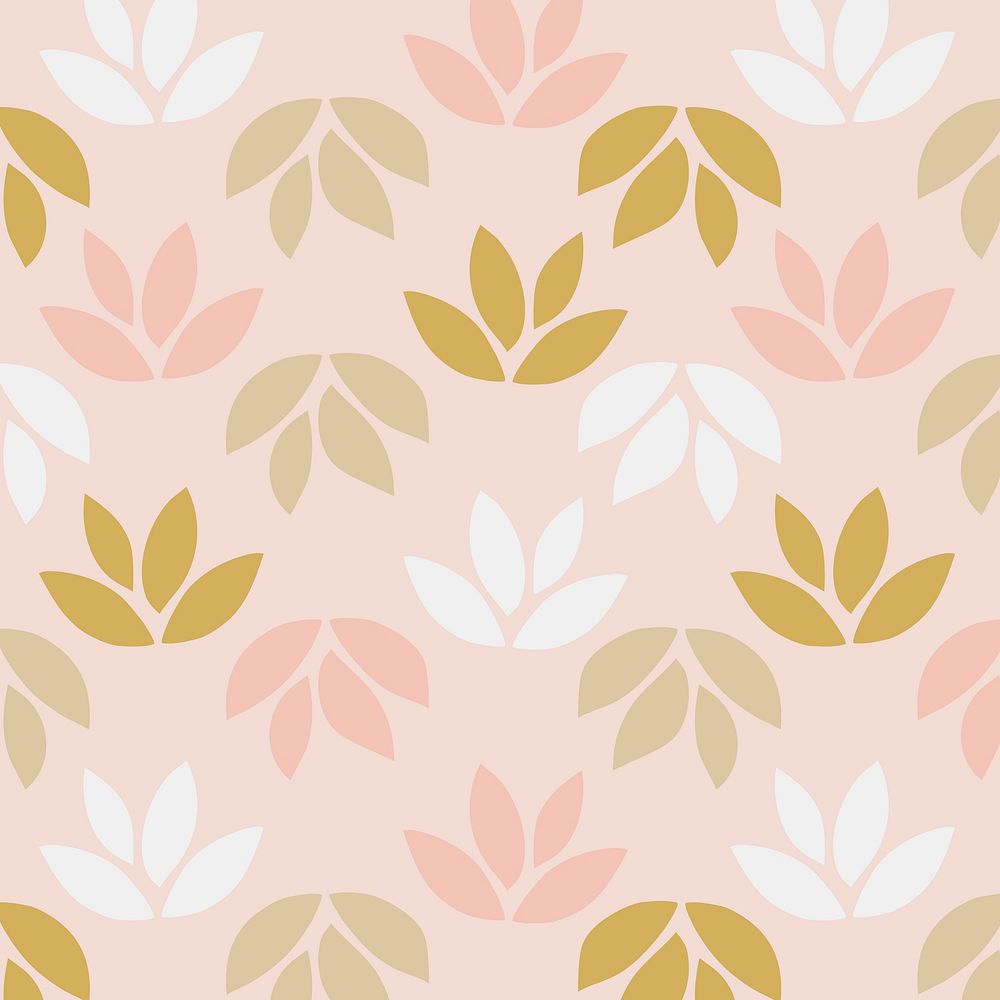 Simple pattern of leaves on pink background