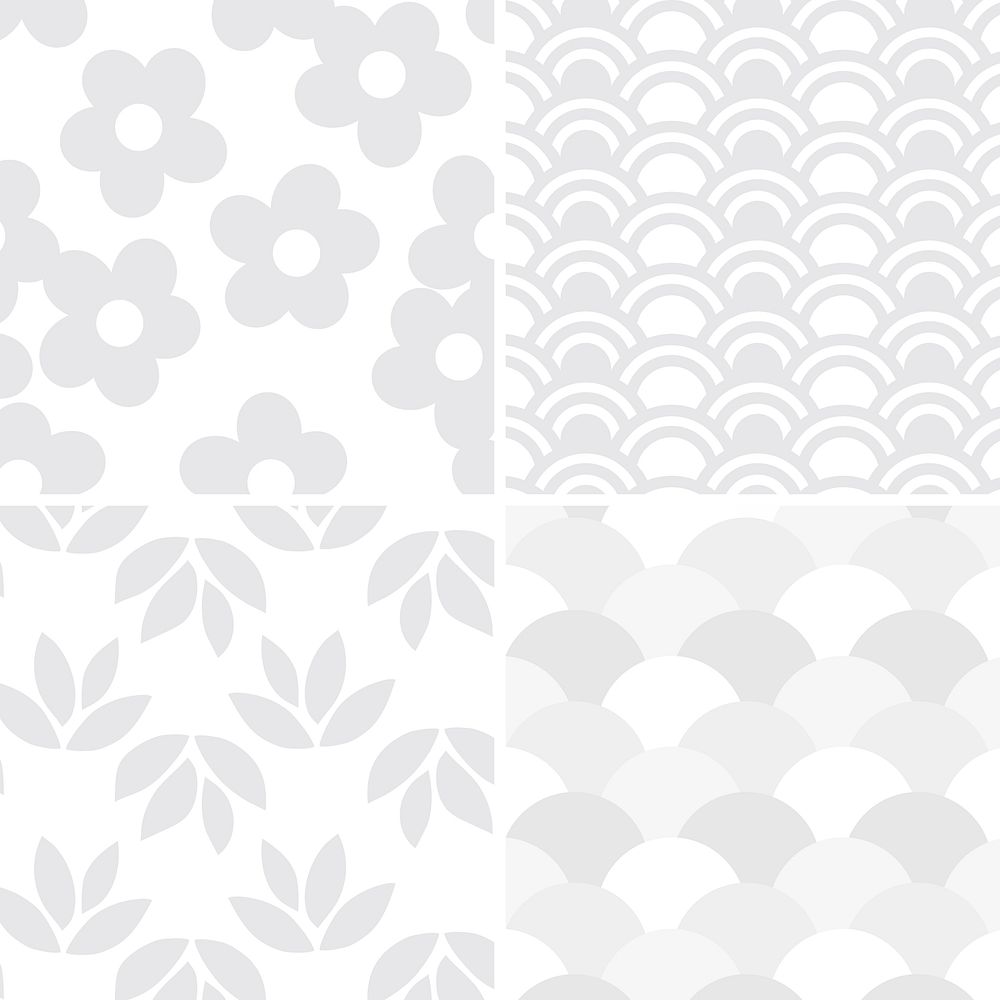 Light gray seamless pattern set vector