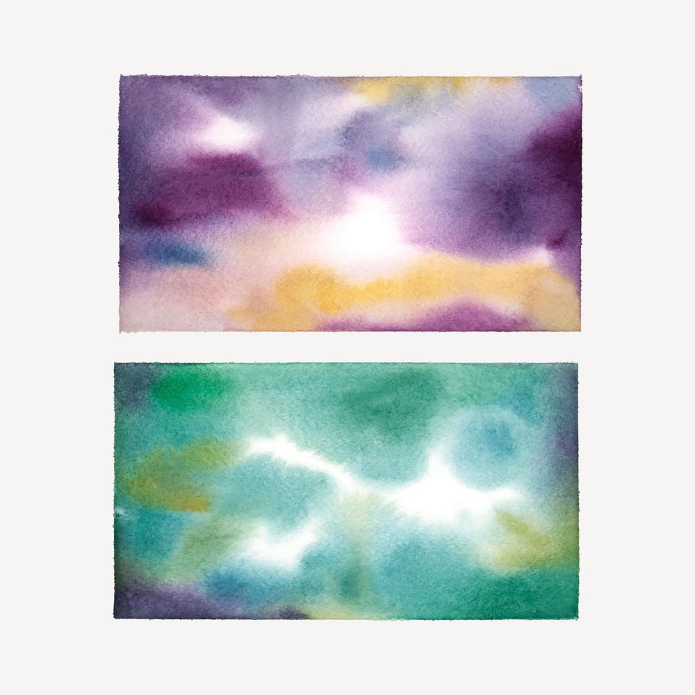 Abstract colorful watercolor stain texture set