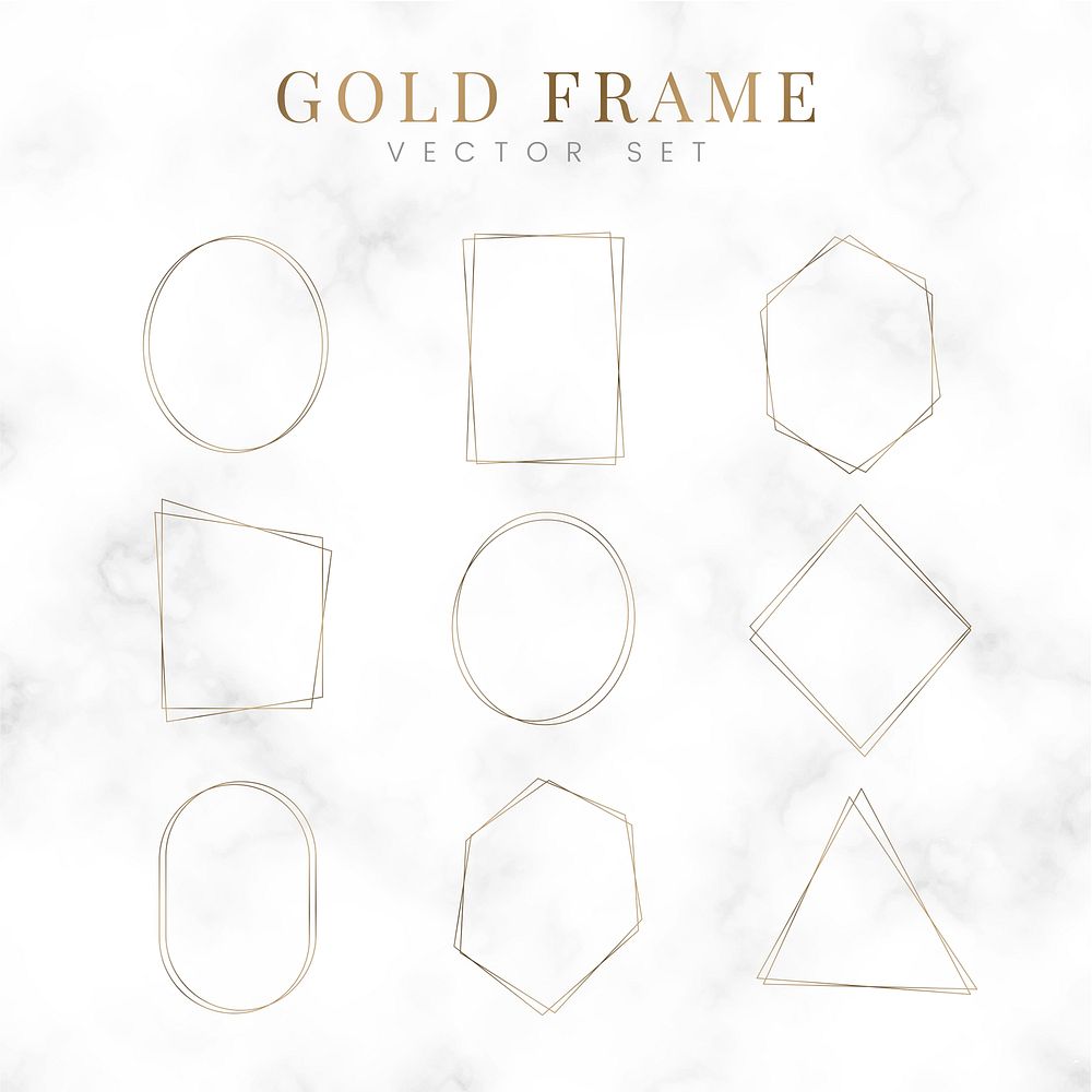 Golden blank frame vector set