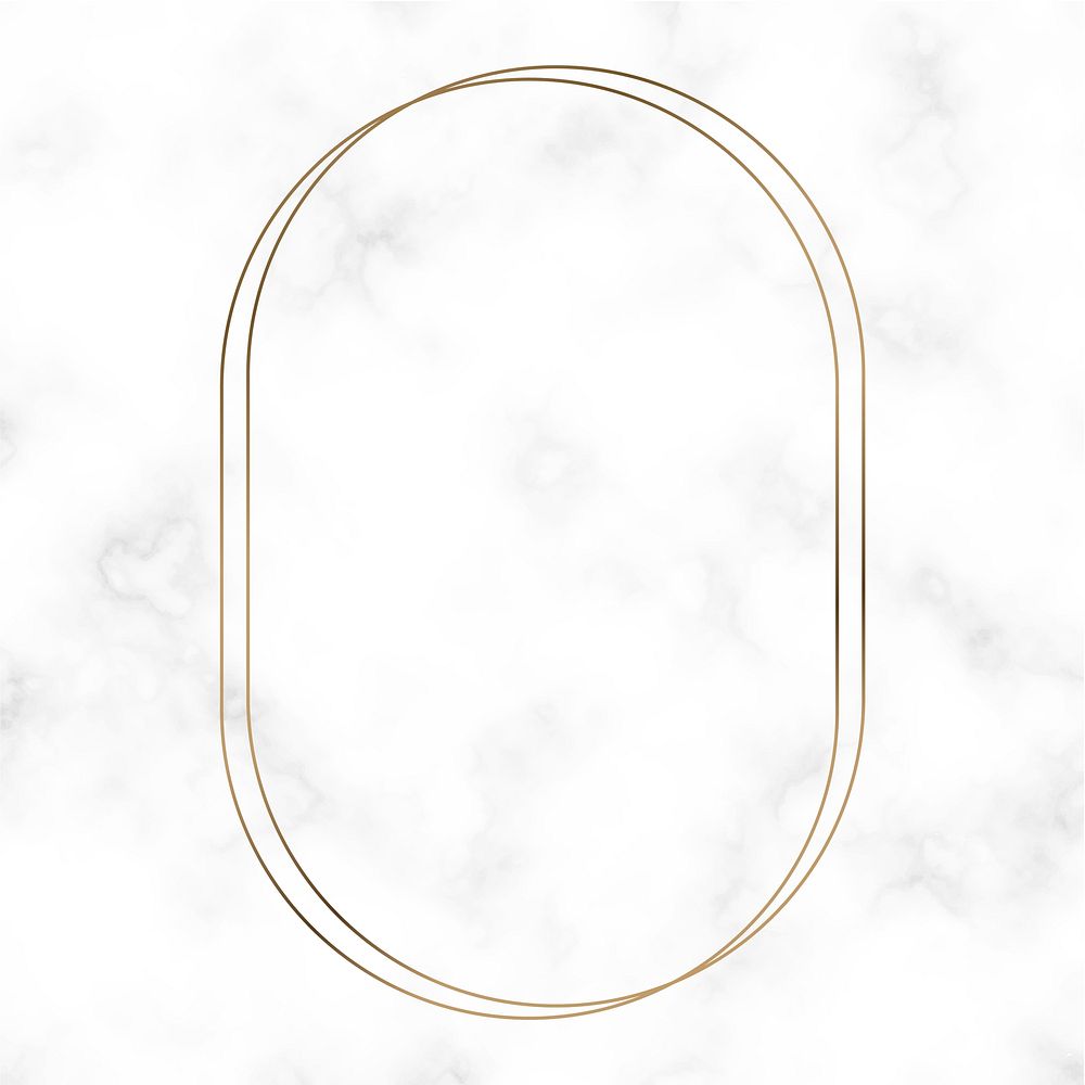 Golden oval frame template vector