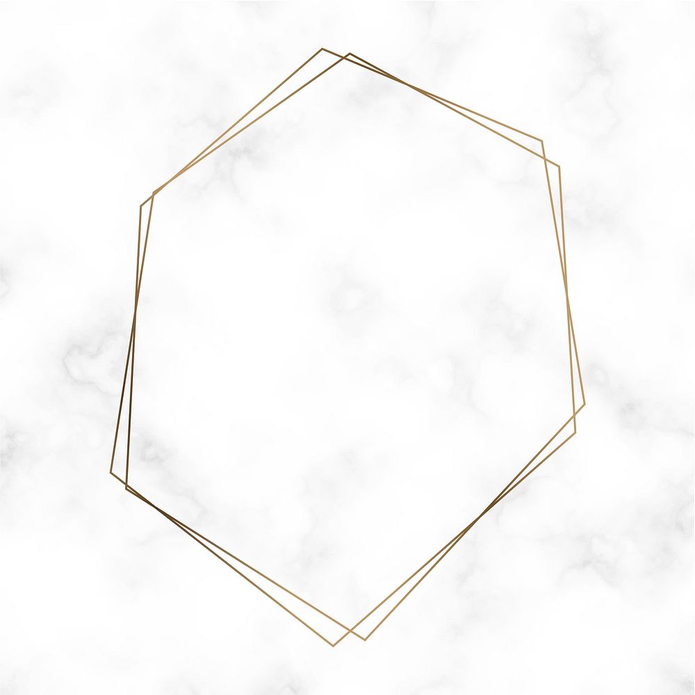 Golden hexagon frame template vector
