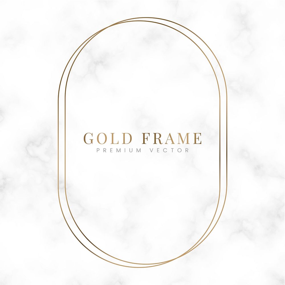 Golden oval frame template vector