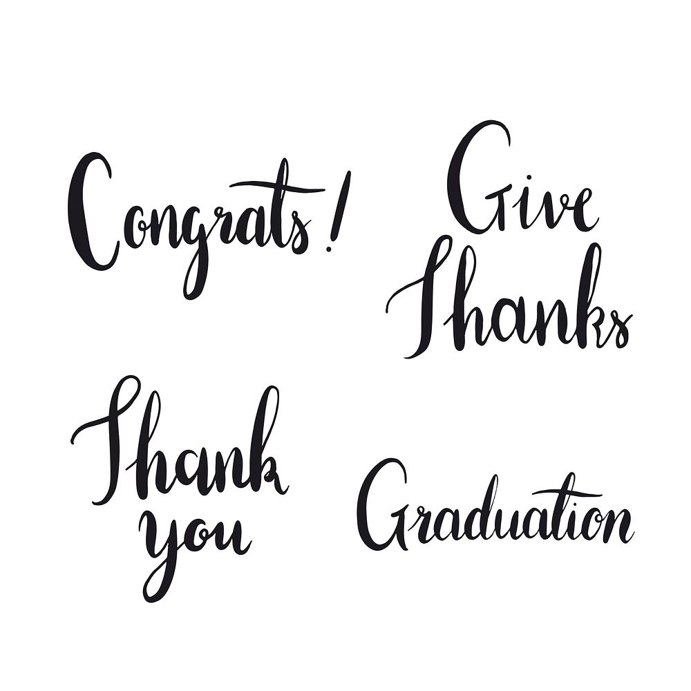 Graduation greetings typography style vector set