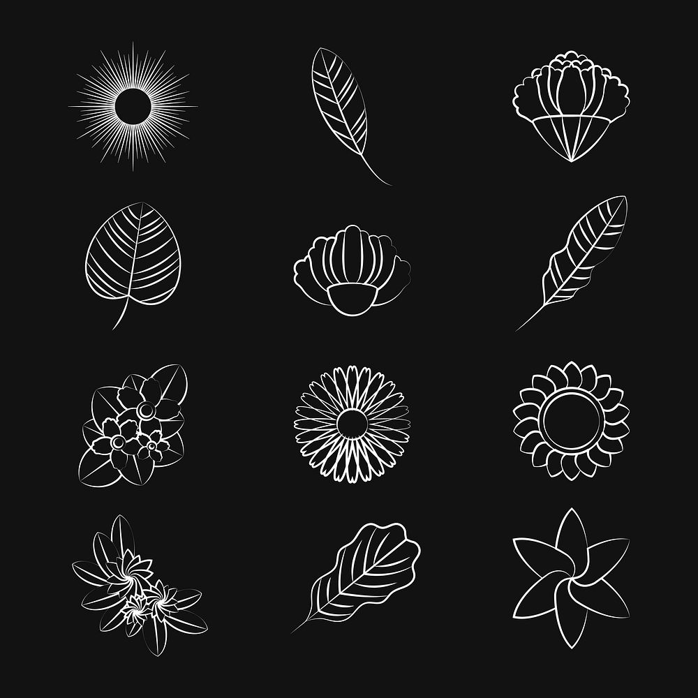 Set of nature ornament icons