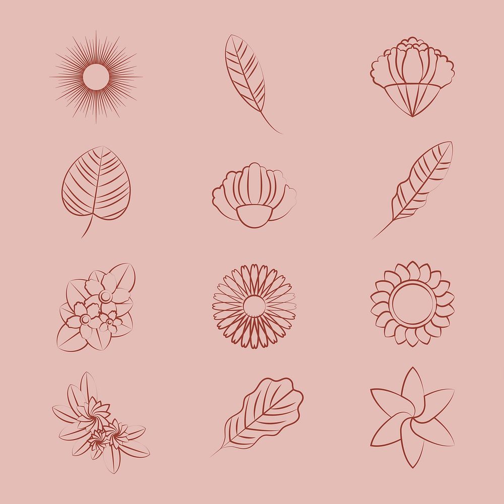 Set of nature ornament icons