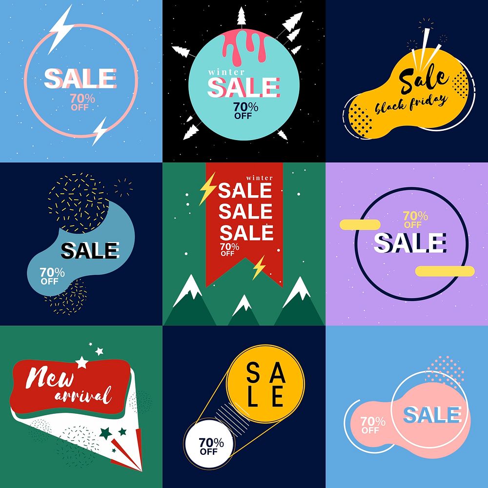 Set of sale advertising graphics
