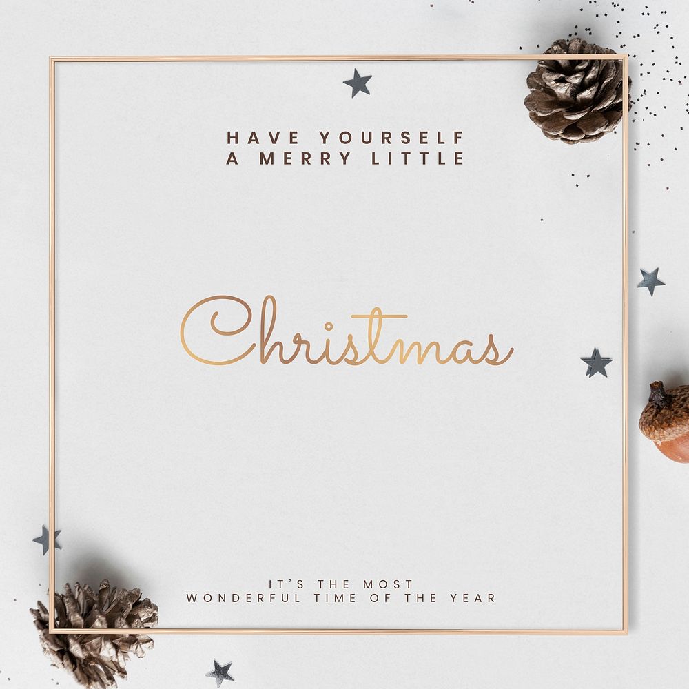 Christmas greeting card vector pine cone pattern