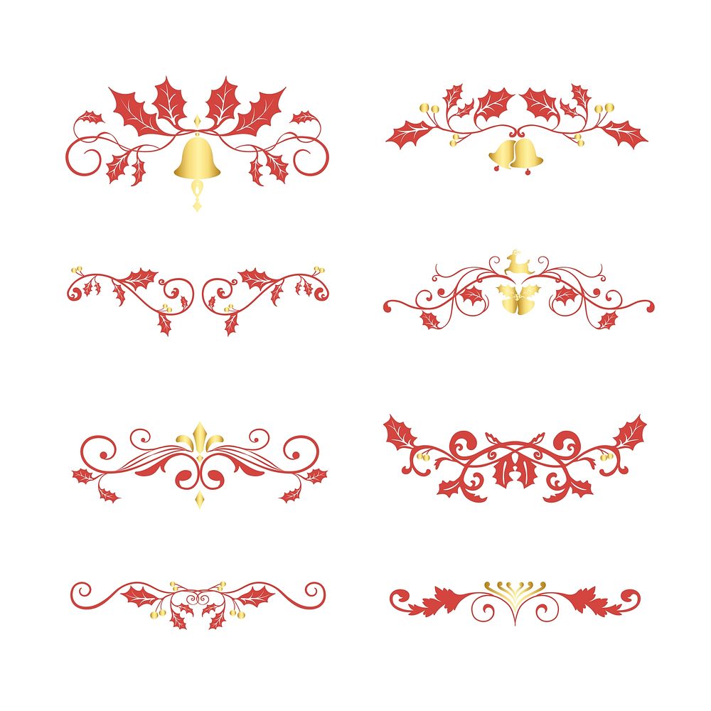 Set of decorative Christmas designs vector