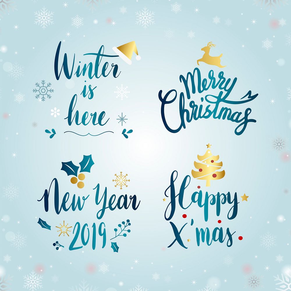 Set of Christmas typography vector