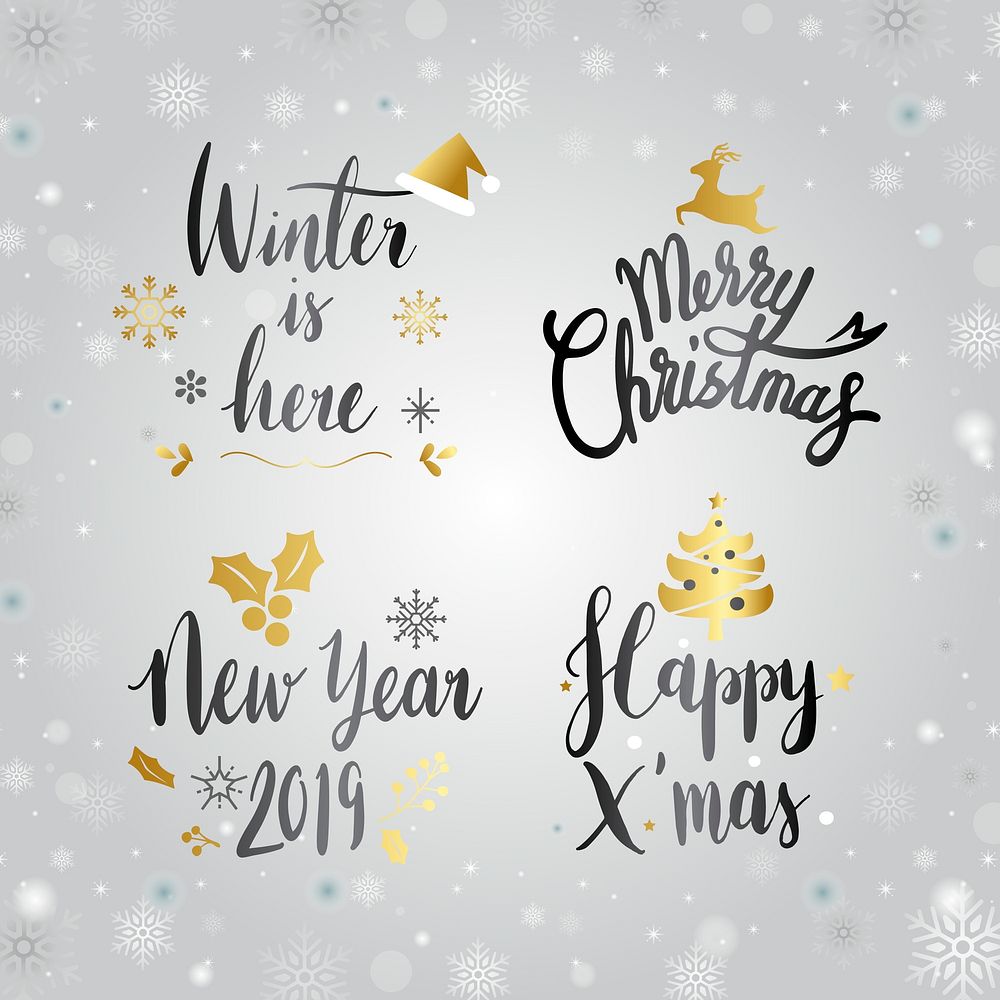 Set of Christmas typography vector