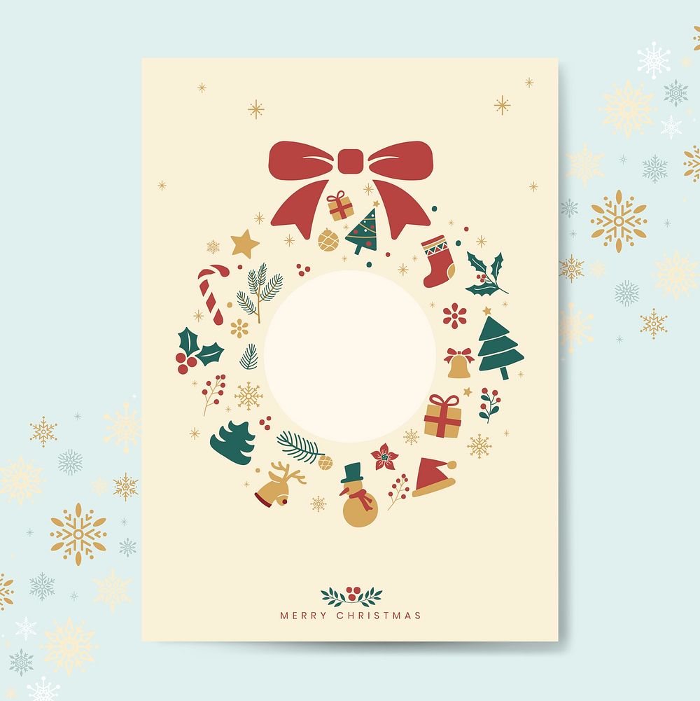 Christmas greeting card mockup vector