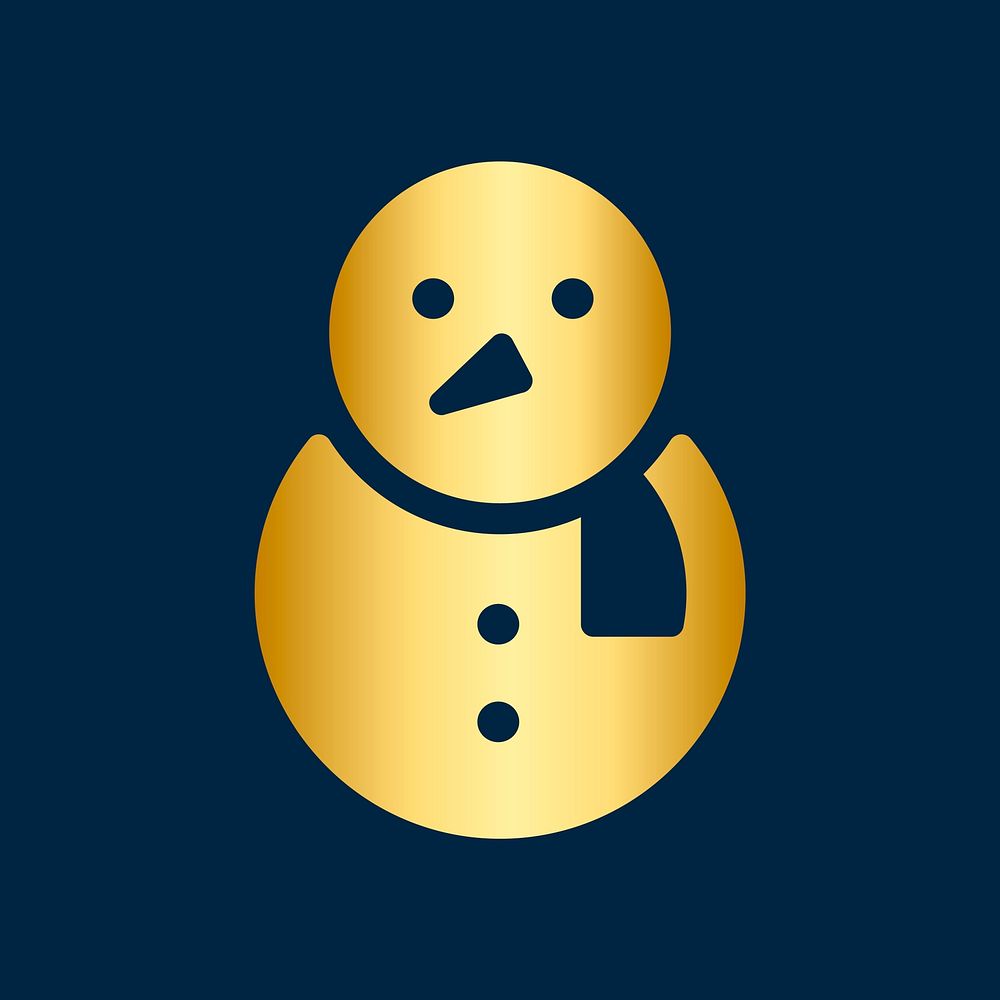 Golden snowman Christmas holiday decoration icon vector