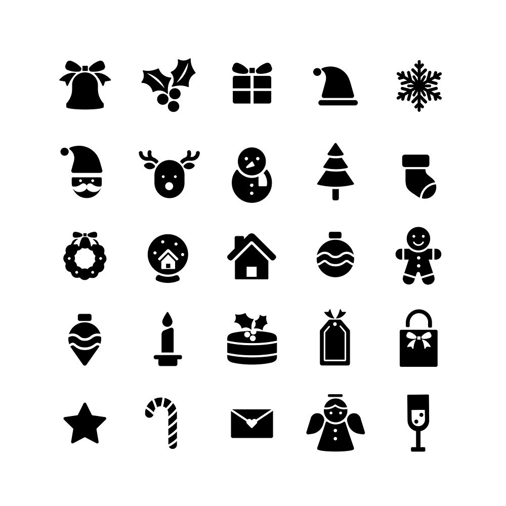 Christmas holiday symbols vector set | Premium Vector - rawpixel