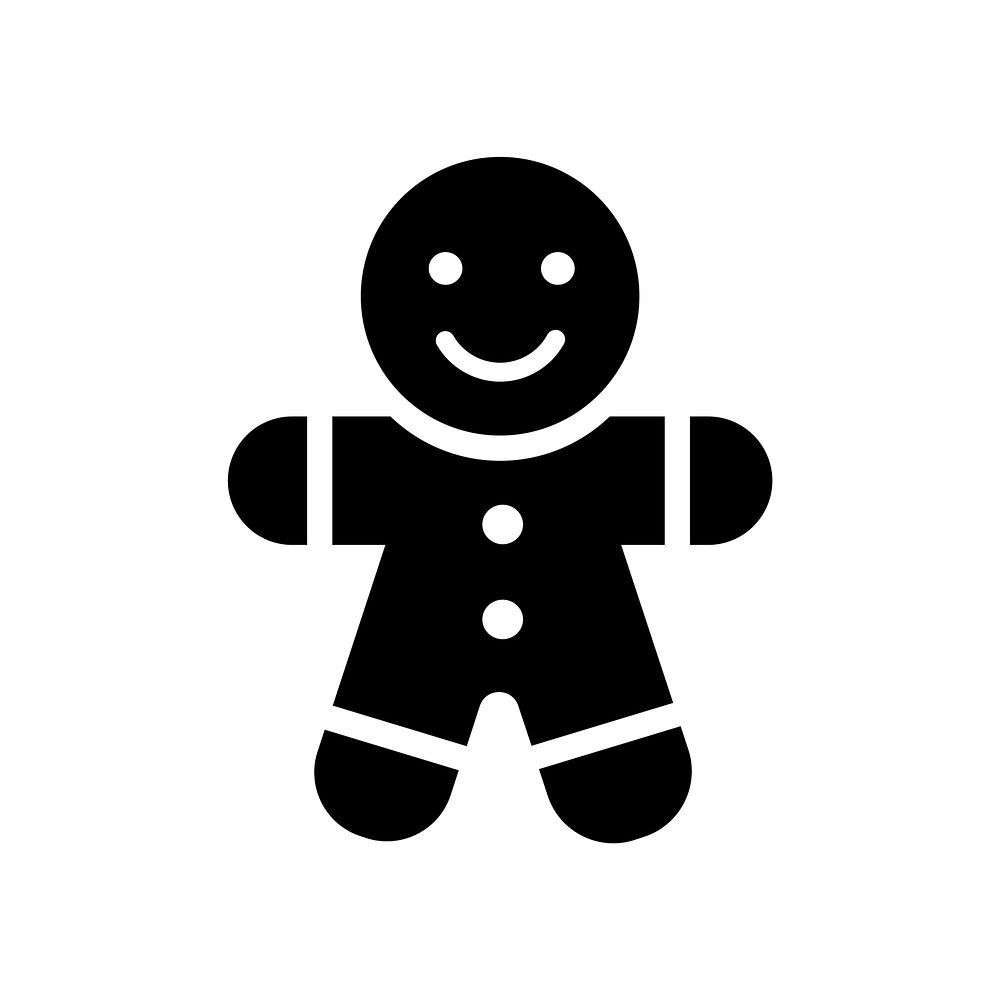 Black gingerbread man Christmas holiday decoration icon vector