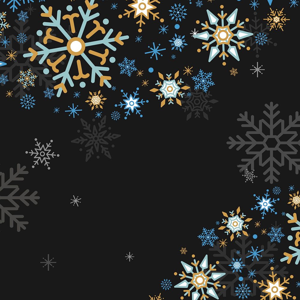 Black Christmas winter holiday background with snowflake vector