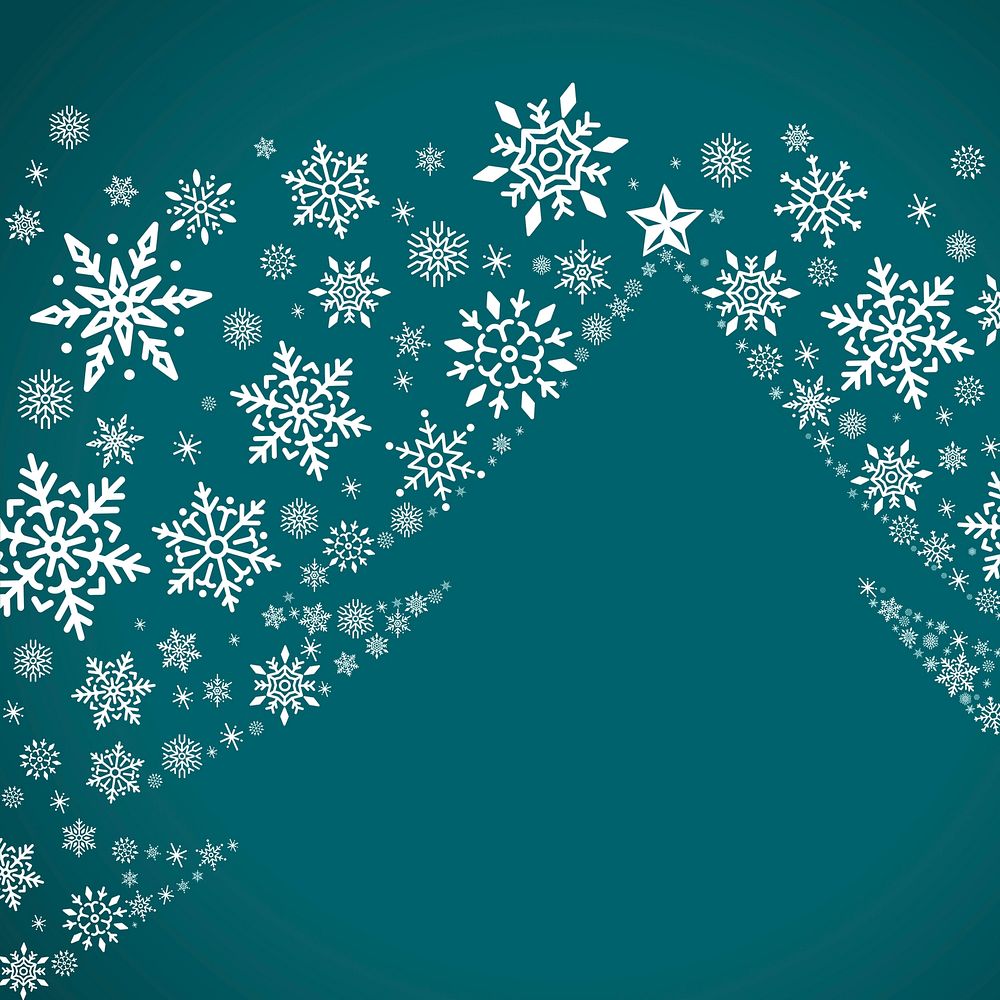 Green Christmas winter holiday background with snowflake and Christmas tree vector