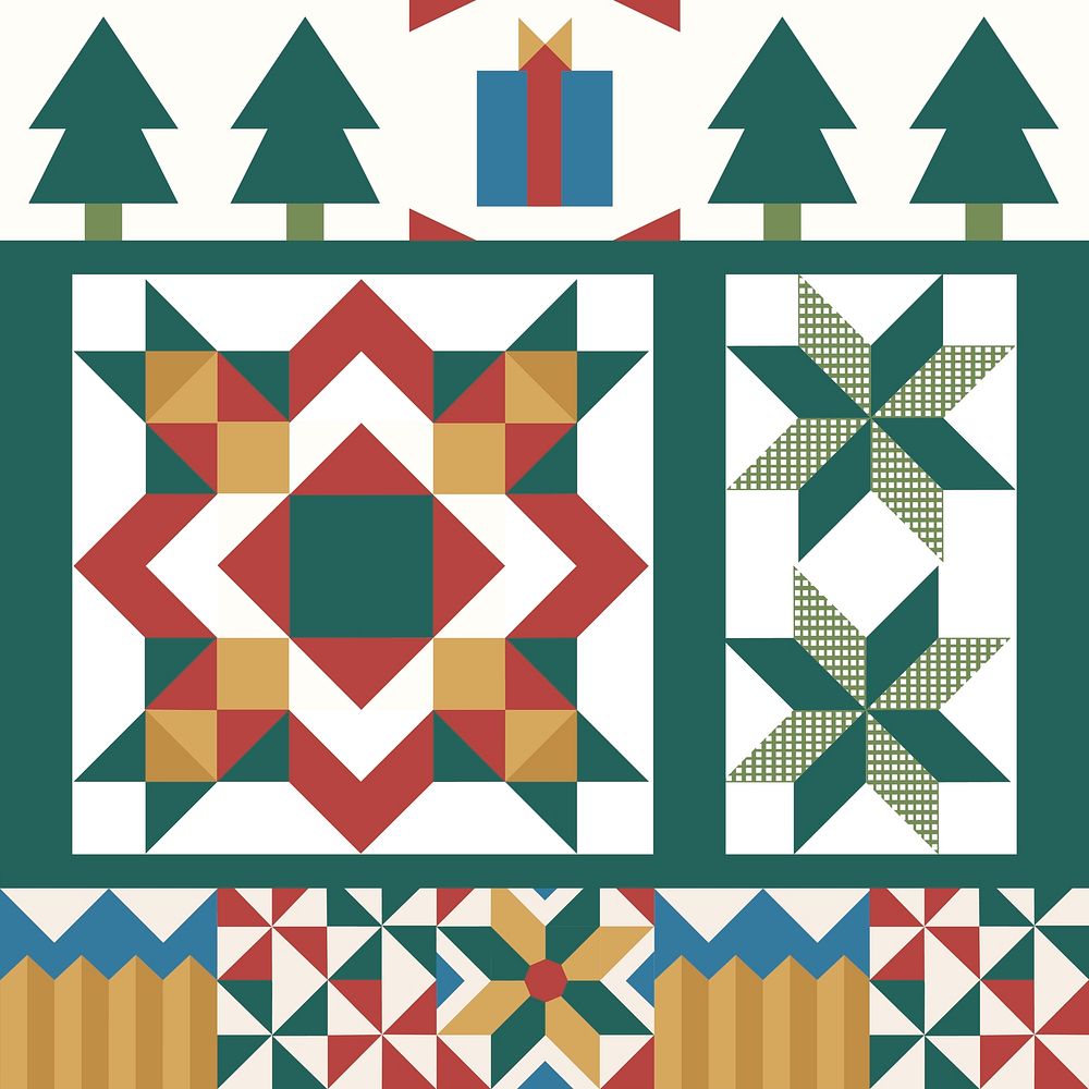 Colorful Christmas tiles geometrical design vector
