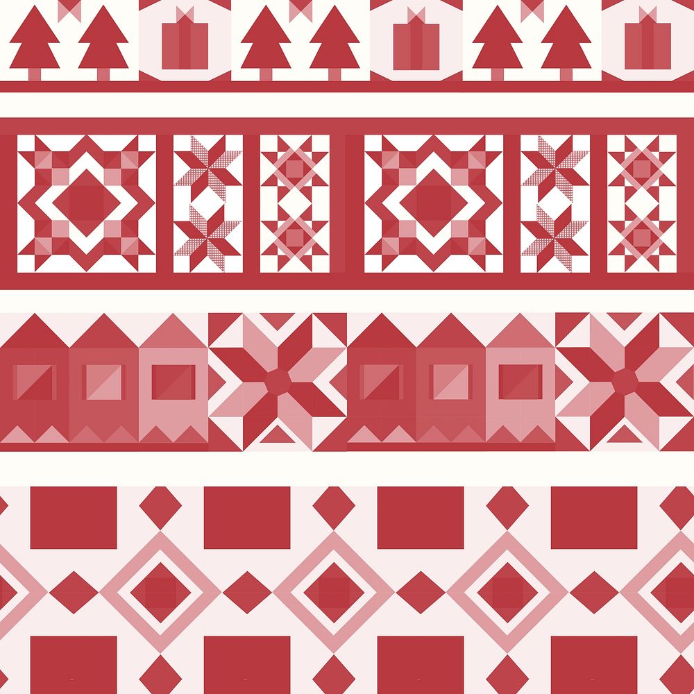 Red Christmas tiles geometrical design vector