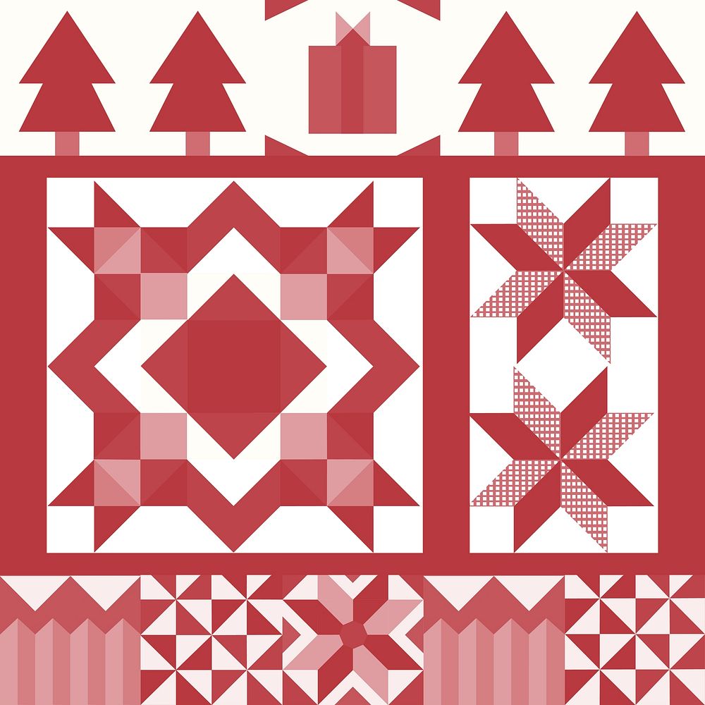 Red Christmas tiles geometrical design vector