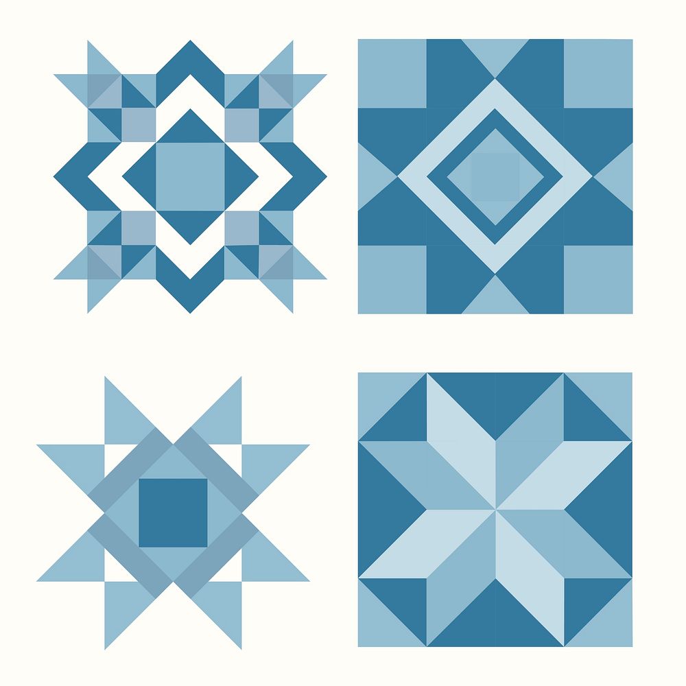 Blue Christmas tiles geometrical design vector