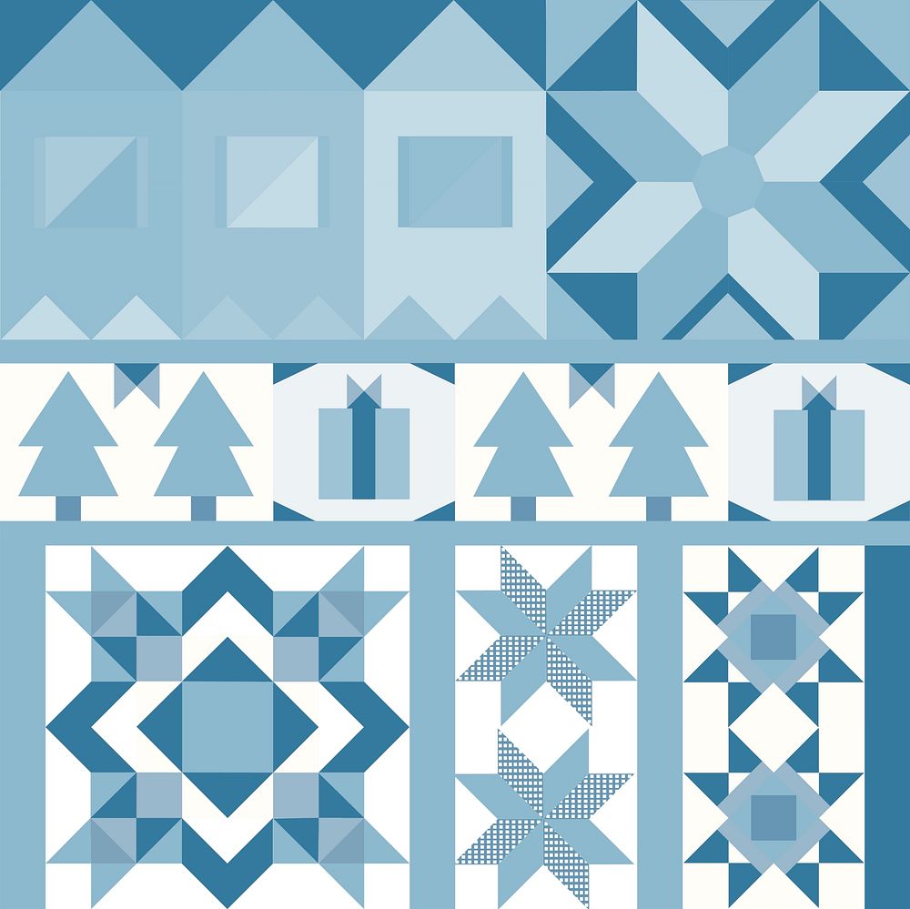 Blue Christmas tiles geometrical design vector