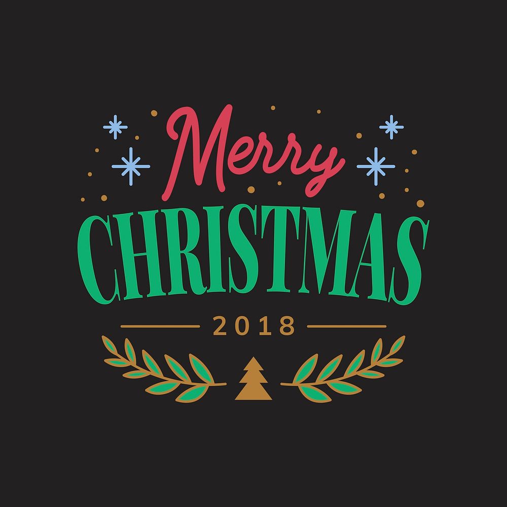 Merry Christmas 2018 greeting badge vector